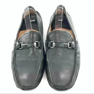 J&M flex Johnston & Murphy loafers size 10 black leather horsebit driving
